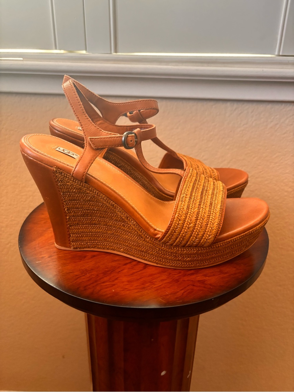 UGG Fitchie T-Strap Wedge Platform Sandals size 10